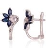 Gold earrings with 'english' lock with Diamonds , Sapphire