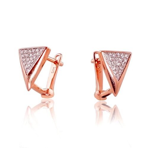 Alternative view of Gold earrings with 'english' lock with Diamonds