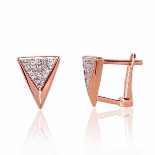 Gold earrings with 'english' lock with Diamonds