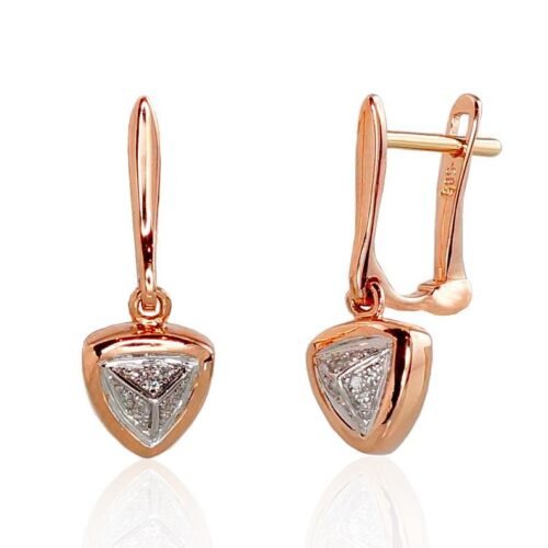 Gold earrings with 'english' lock with Diamonds