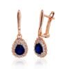Gold earrings with 'english' lock with Diamonds , Sapphire