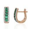 585 gold earrings with gemstones and English lock – ruby and emerald hoop earrings for women
