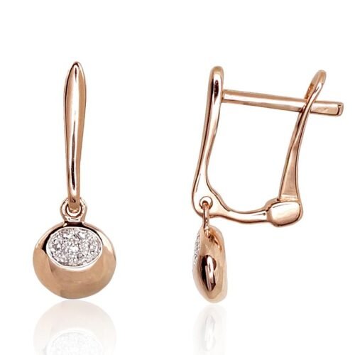 Gold earrings with 'english' lock with Diamonds