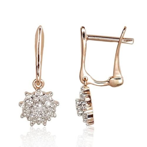Gold earrings with 'english' lock with Diamonds
