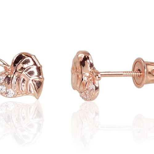 Gold screw studs earrings with Zirkons