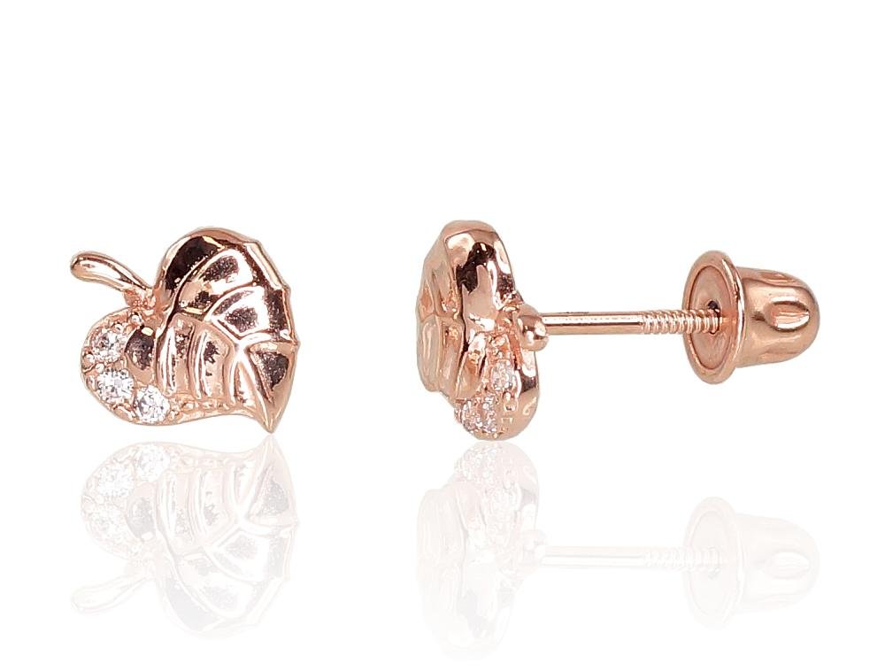 Gold screw studs earrings with Zirkons