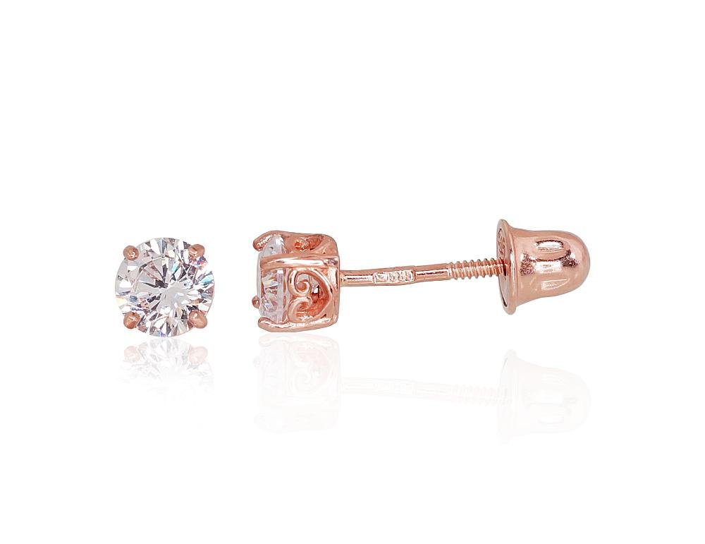 Gold screw studs earrings with Zirkons