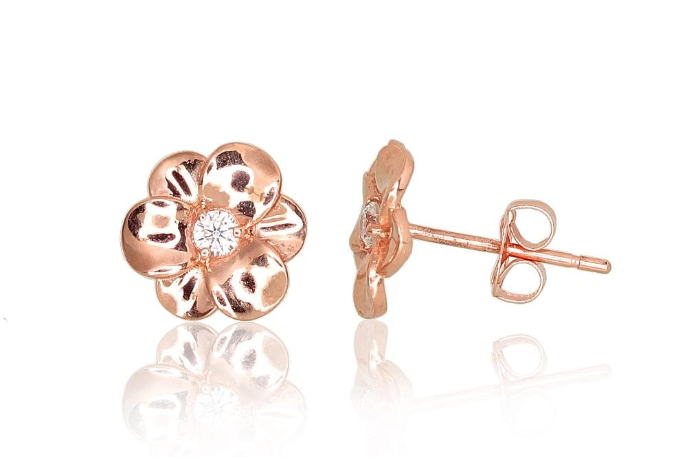 Gold classic studs earrings with Zirkons