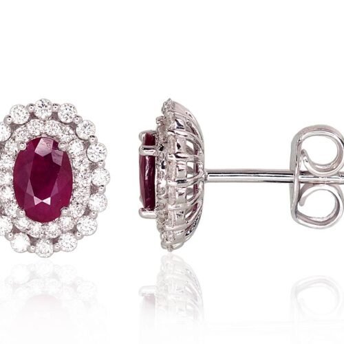 Gold classic studs earrings with Diamonds , Ruby