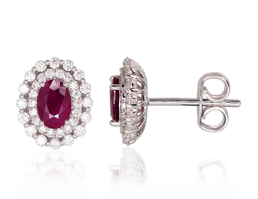 Gold classic studs earrings with Diamonds , Ruby