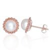 Gold classic studs earrings with Fresh-water Pearl