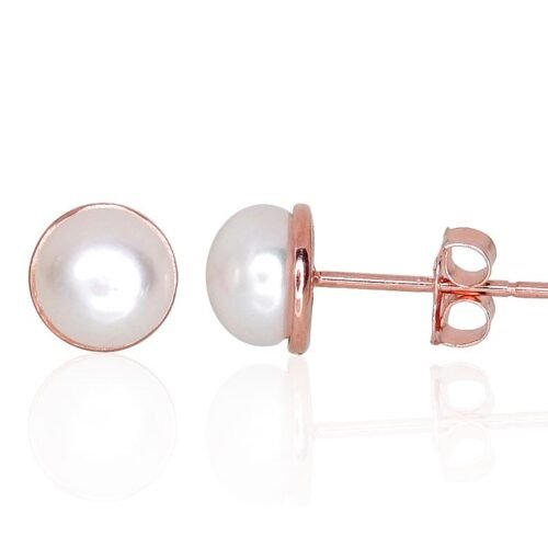 Gold classic studs earrings with Fresh-water Pearl