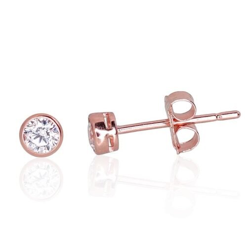 Gold classic studs earrings with Zirkons