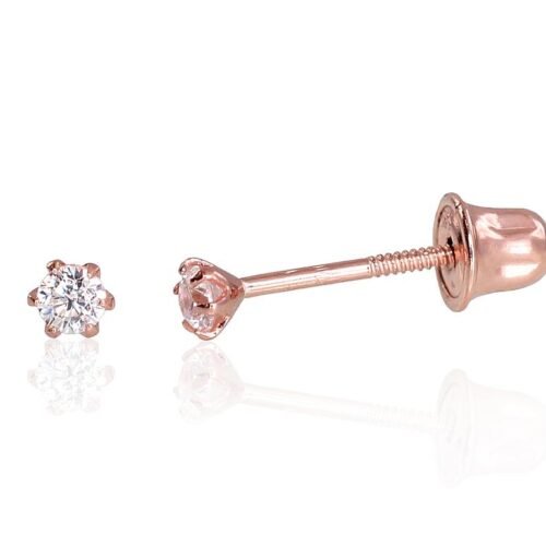Gold screw studs earrings with Zirkons