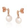 Gold classic studs earrings with Diamonds , Fresh-water Pearl - Image 2
