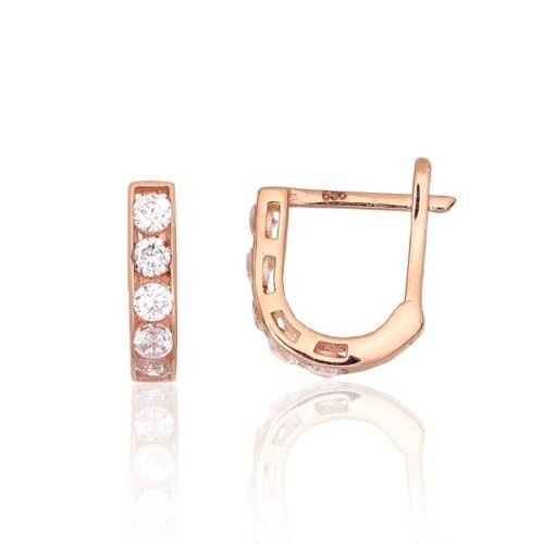 Gold earrings with 'english' lock with Zirkons