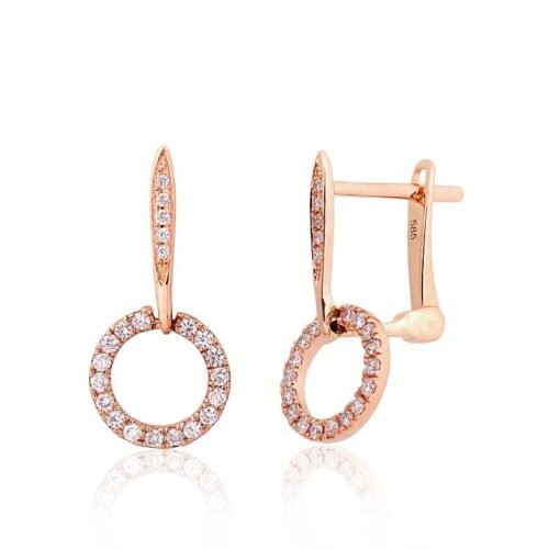 Gold earrings with 'english' lock with Diamonds