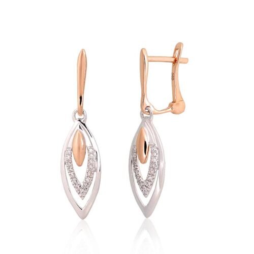 Gold earrings with 'english' lock with Diamonds