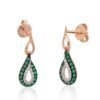 Gold classic studs earrings with Diamonds , Emerald - Image 2