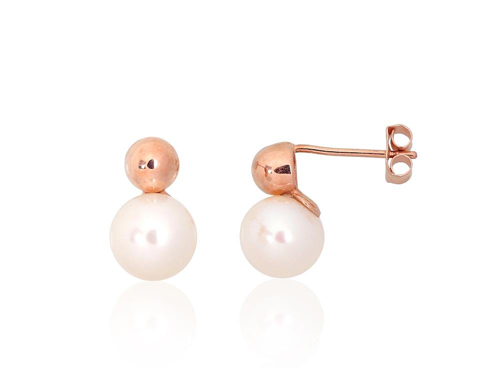Gold classic studs earrings with Fresh-water Pearl