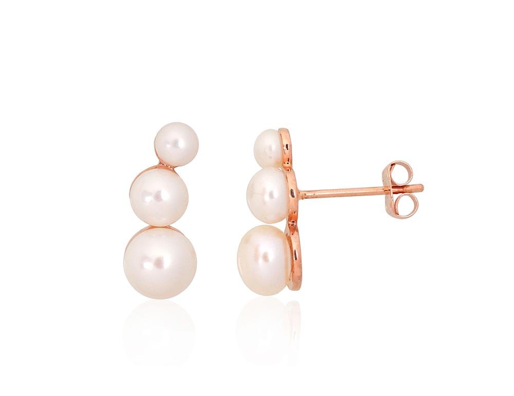 Gold classic studs earrings with Fresh-water Pearl