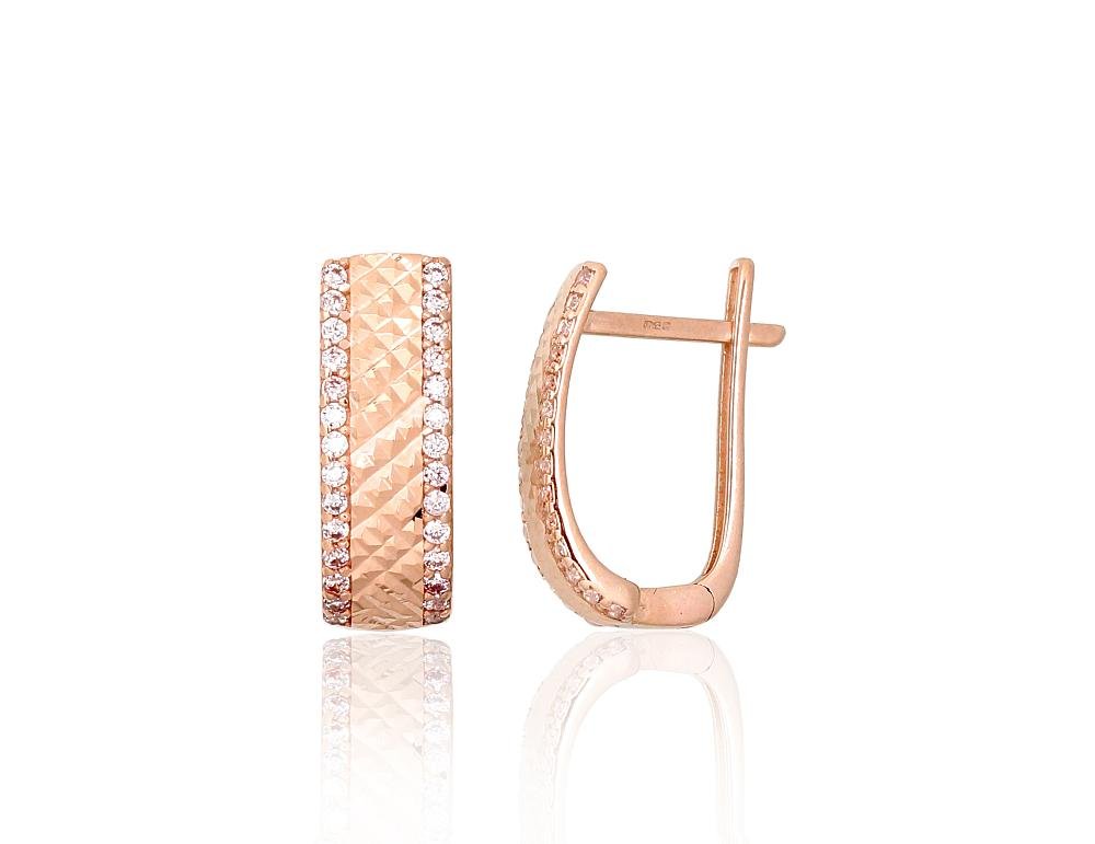 Gold earrings with 'english' lock with Zirkons
