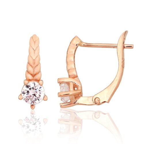 Gold earrings with 'english' lock with Zirkons