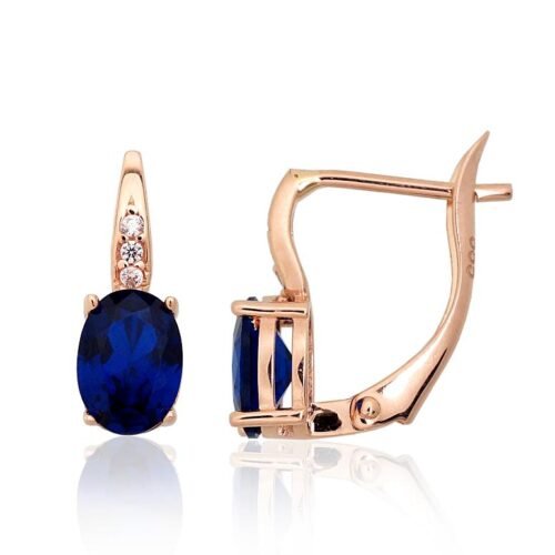 Gold earrings with 'english' lock with Zirkons