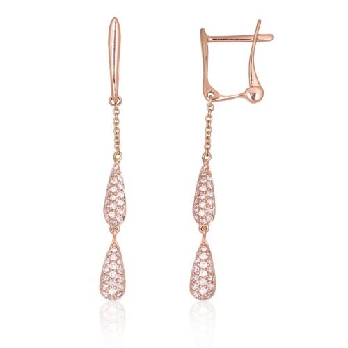 Gold earrings with 'english' lock with Diamonds