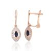 Gold earrings with 'english' lock with Diamonds , Sapphire
