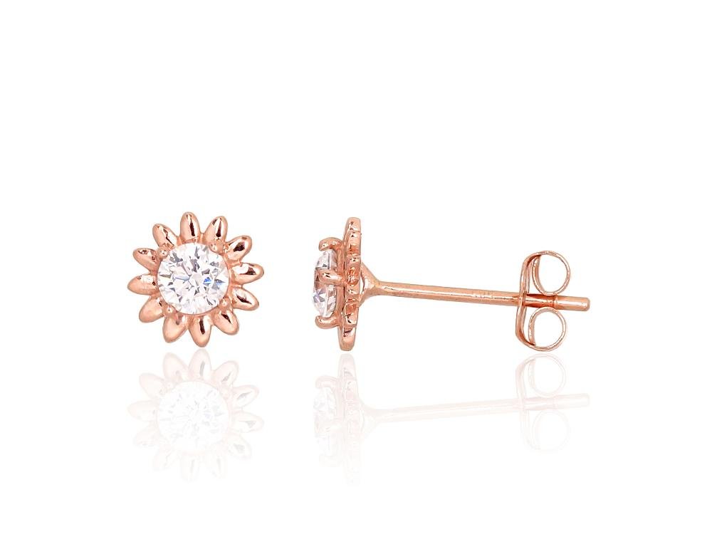 Gold classic studs earrings with Zirkons