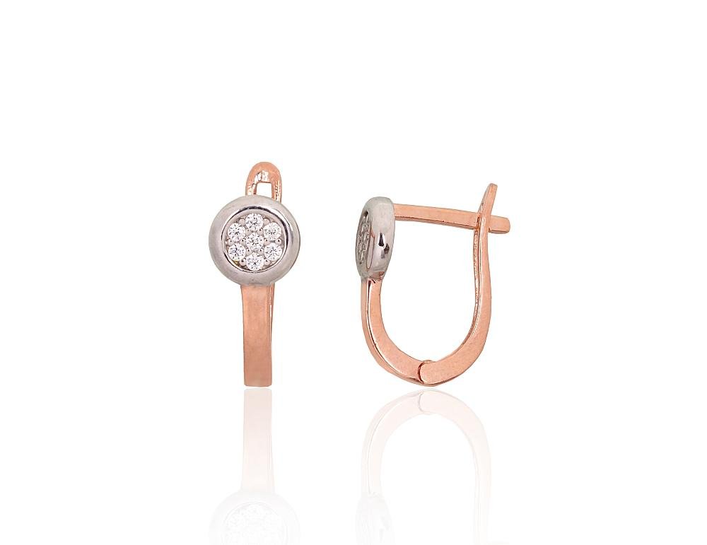Gold earrings with 'english' lock with Zirkons