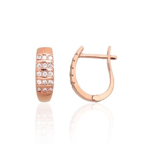 Gold earrings with 'english' lock with Zirkons