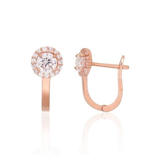 Gold earrings with 'english' lock with Zirkons