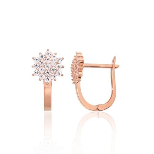 Gold earrings with 'english' lock with Zirkons