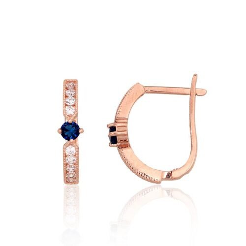 Gold earrings with 'english' lock with Zirkons
