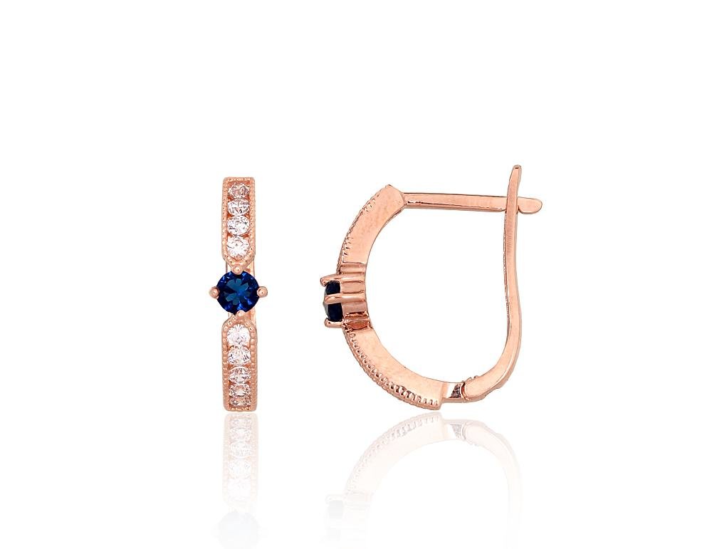 Gold earrings with 'english' lock with Zirkons