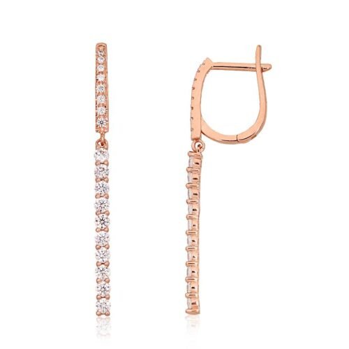 Gold earrings with 'english' lock with Zirkons