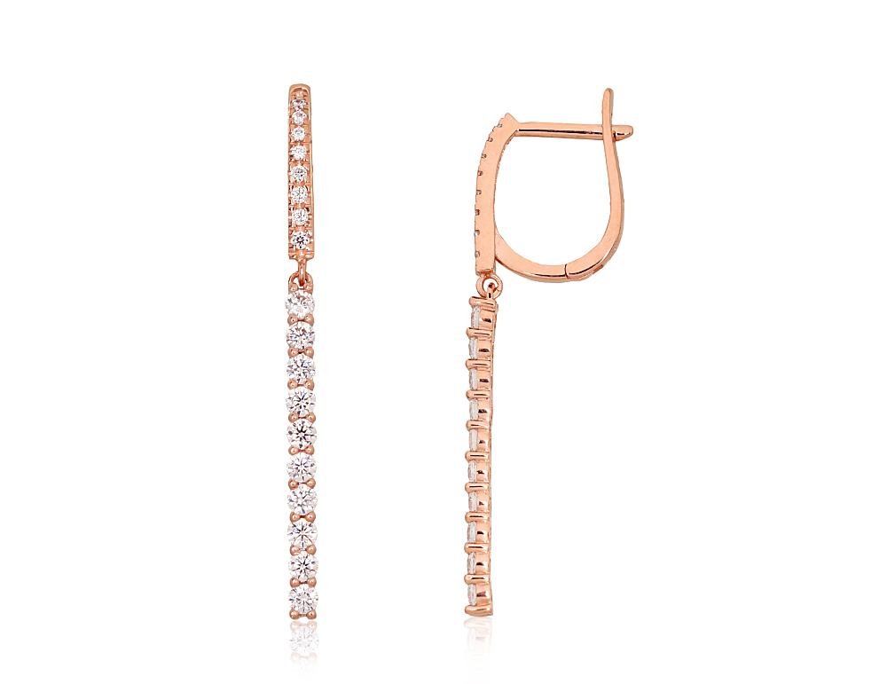 Gold earrings with 'english' lock with Zirkons