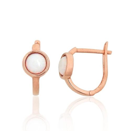 Gold earrings with 'english' lock with Opalit