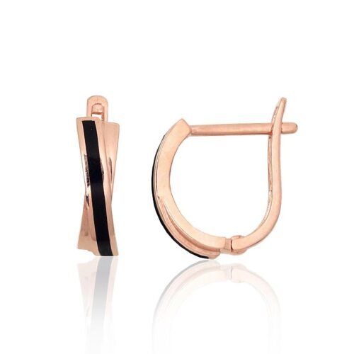 Gold earrings with 'english' lock with Jewelery enamel