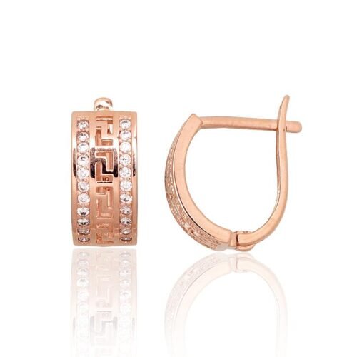 Gold earrings with 'english' lock with Zirkons