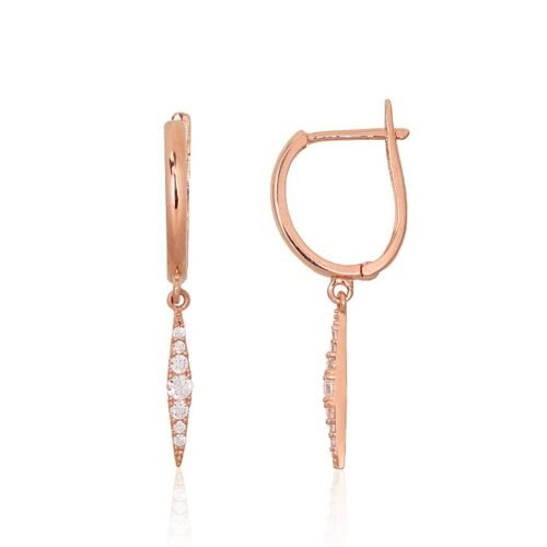 Gold earrings with 'english' lock with Zirkons