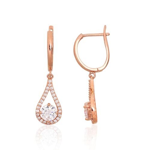 Gold earrings with 'english' lock with Zirkons