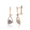 Gold earrings with 'english' lock with Diamonds , Blue Topaz