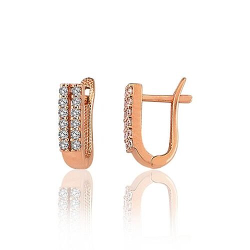 Gold earrings with 'english' lock with Zirkons