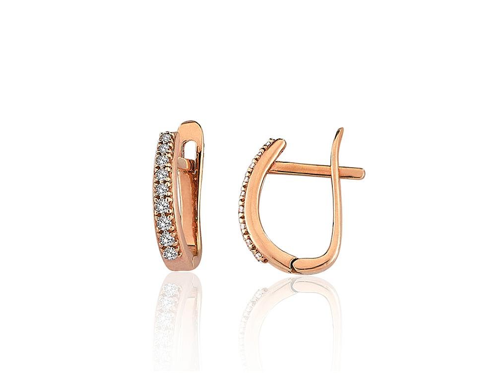 Gold earrings with 'english' lock with Zirkons
