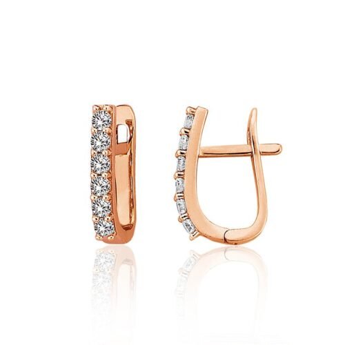 Gold earrings with 'english' lock with Zirkons