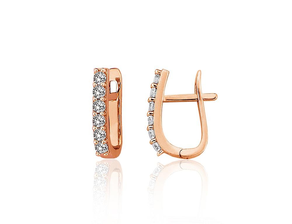 Gold earrings with 'english' lock with Zirkons