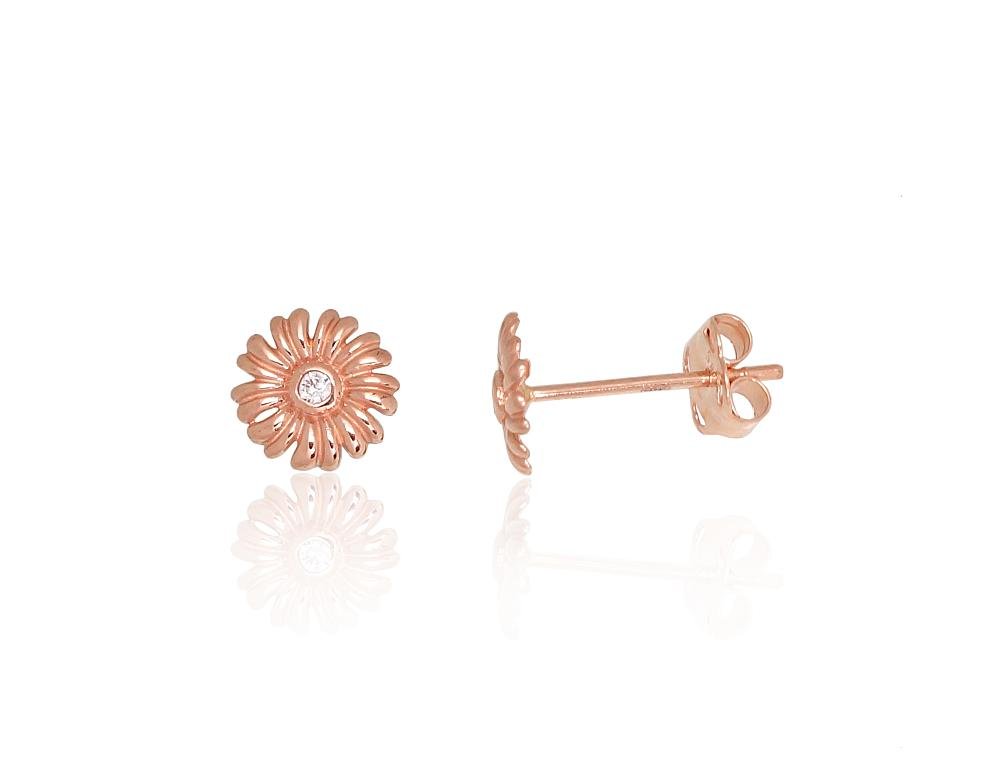 Gold classic studs earrings with Zirkons